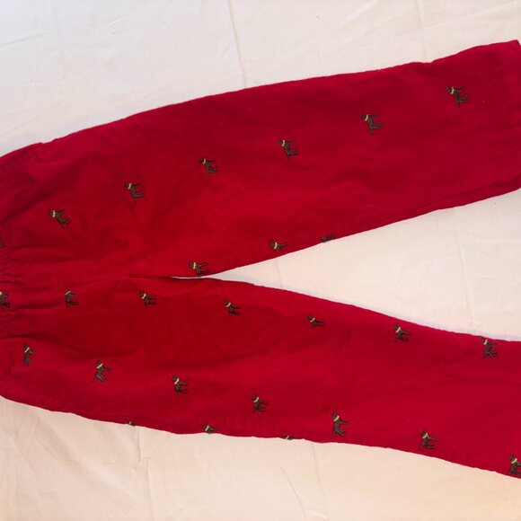 Boys Pull on Thin Red Corduroys Embroidered Brown Dog Collar Size 6 Holiday - Picture 4 of 6